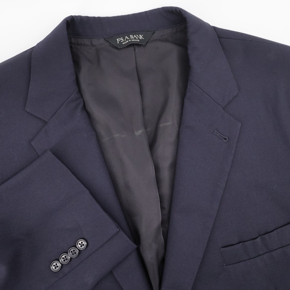 Jos. A. Bank Signature Wool Blazer Navy Blue Long Sleeve Mens 48 R